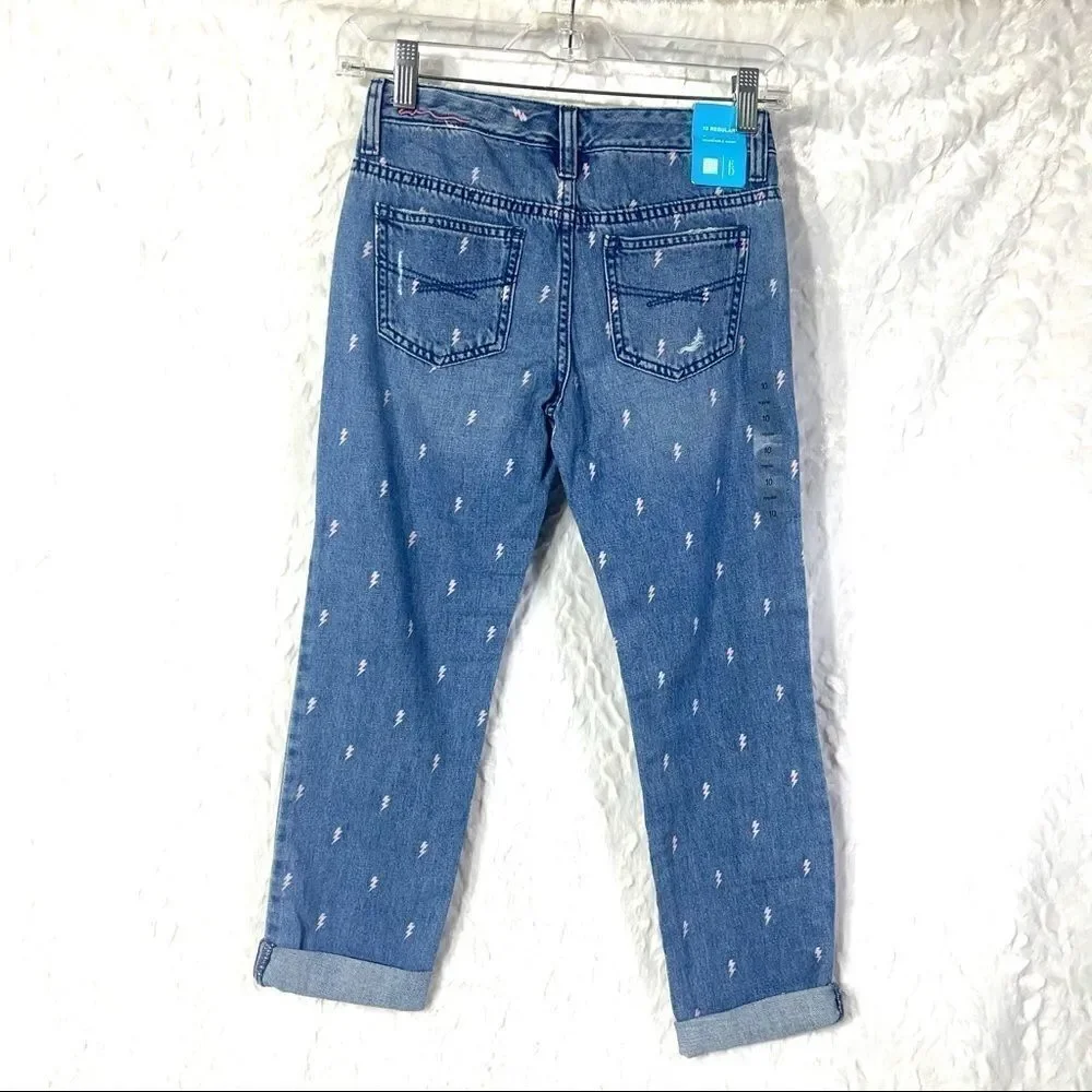 Gap Kids lightning bolt distressed boyfriend jeans